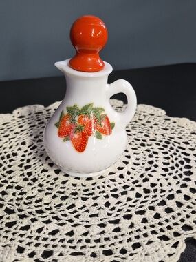 Vintage Avon "Strawberries and Cream" milk glass bath foam decanter